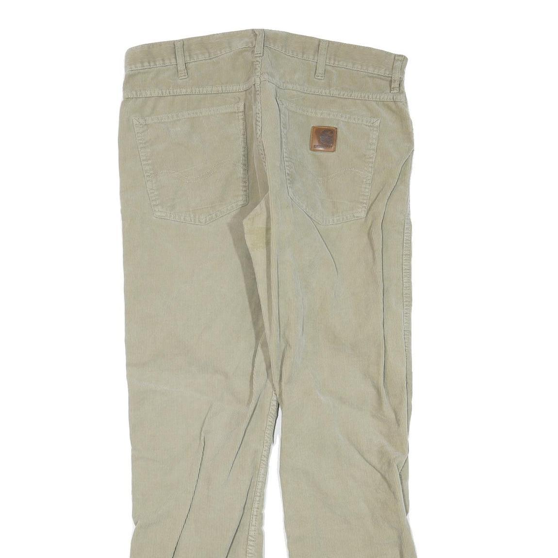 CARHARTT Mens Cotton Blend Beige Regular Straight Trousers W36 L32 Workwear Zip