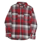 MOSSIMO Mens Red & Grey Plaid Cotton Blend Shirt L Casual Long Sleeve Button