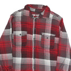 MOSSIMO Mens Red & Grey Plaid Cotton Blend Shirt L Casual Long Sleeve Button