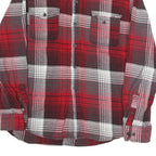 MOSSIMO Mens Red & Grey Plaid Cotton Blend Shirt L Casual Long Sleeve Button