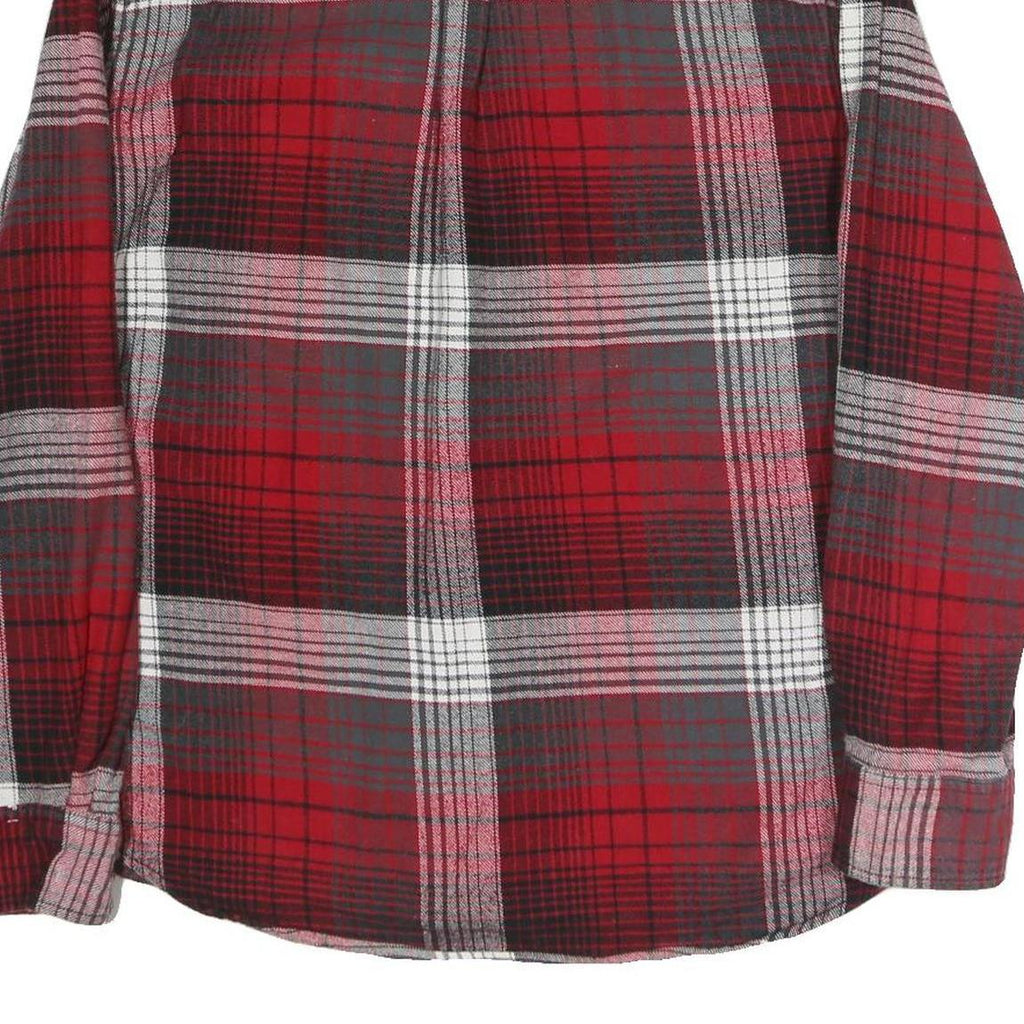 MOSSIMO Mens Red & Grey Plaid Cotton Blend Shirt L Casual Long Sleeve Button