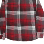 MOSSIMO Mens Red & Grey Plaid Cotton Blend Shirt L Casual Long Sleeve Button