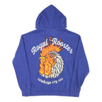 PULL & BEAR Mens Blue Hoodie M Royal Rooster Print Cotton Blend Pullover