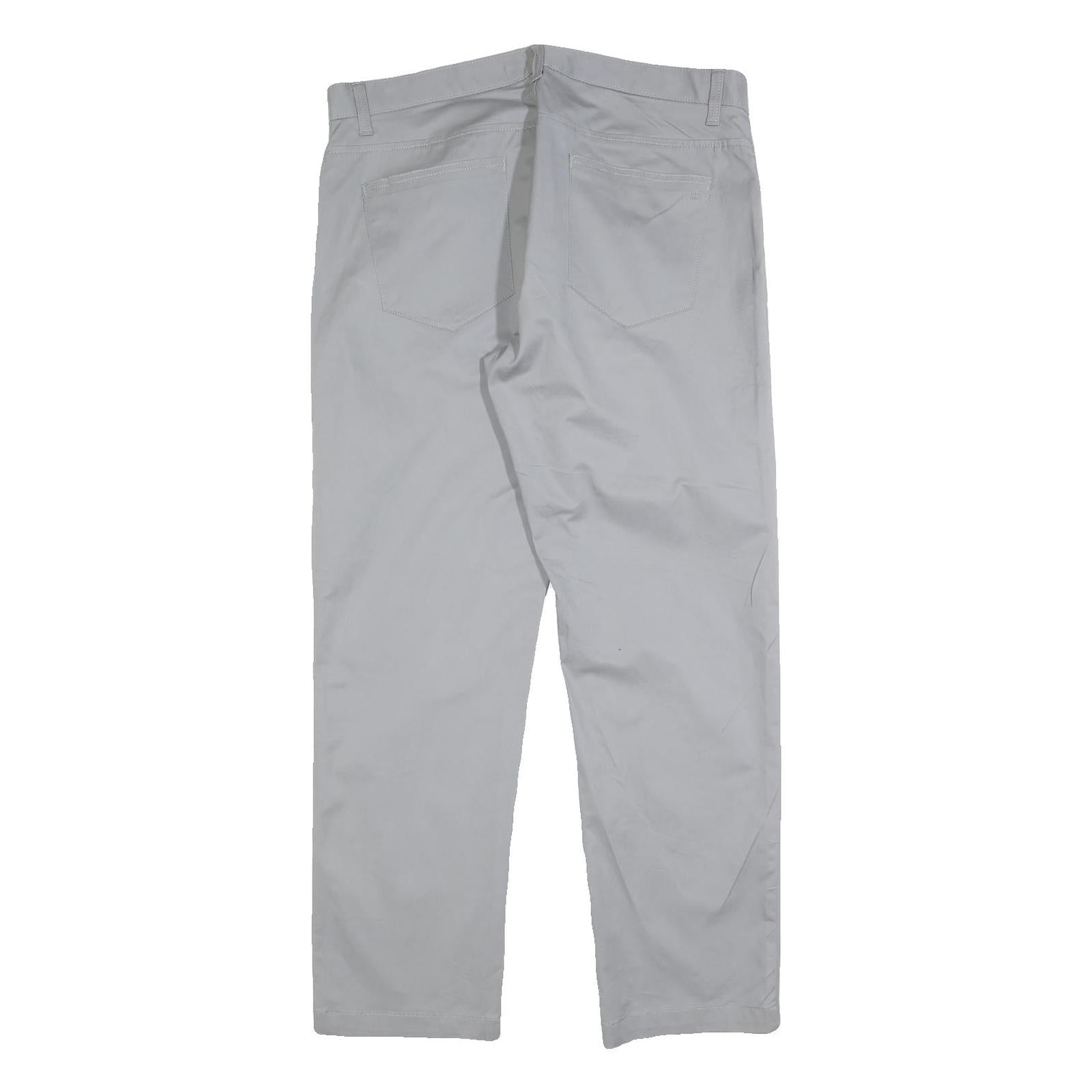 CALVIN KLEIN Mens Cotton Blend Grey Slim Straight Trousers W34 L30 Stylish