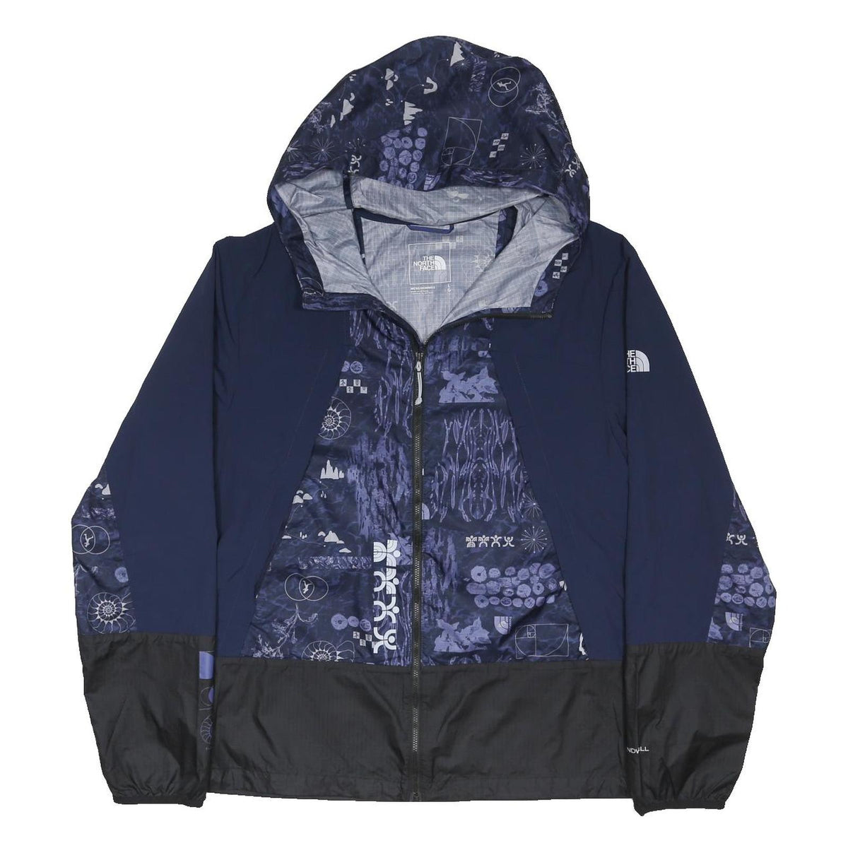 THE NORTH FACE Mens Blue Black Trailwear Lightweight Hooded Zip Jacket L