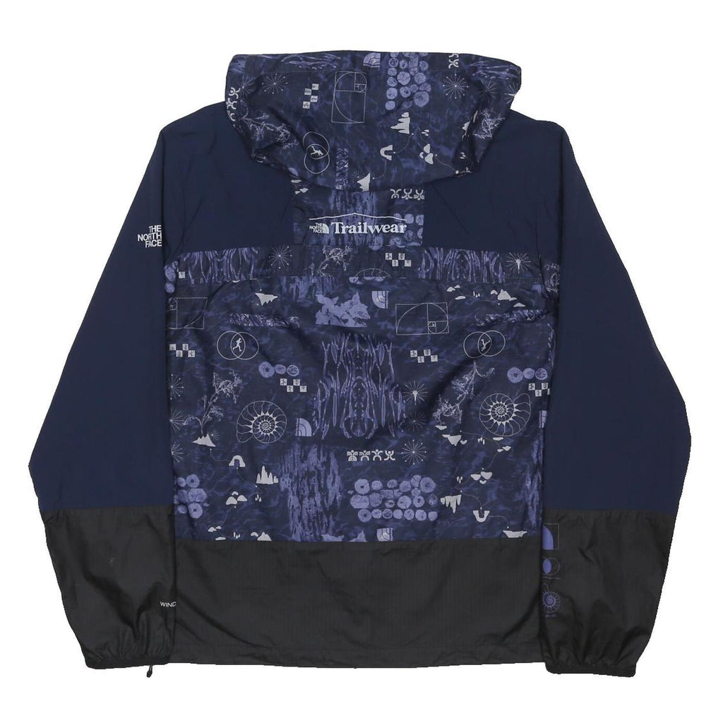 THE NORTH FACE Mens Blue Black Trailwear Lightweight Hooded Zip Jacket L