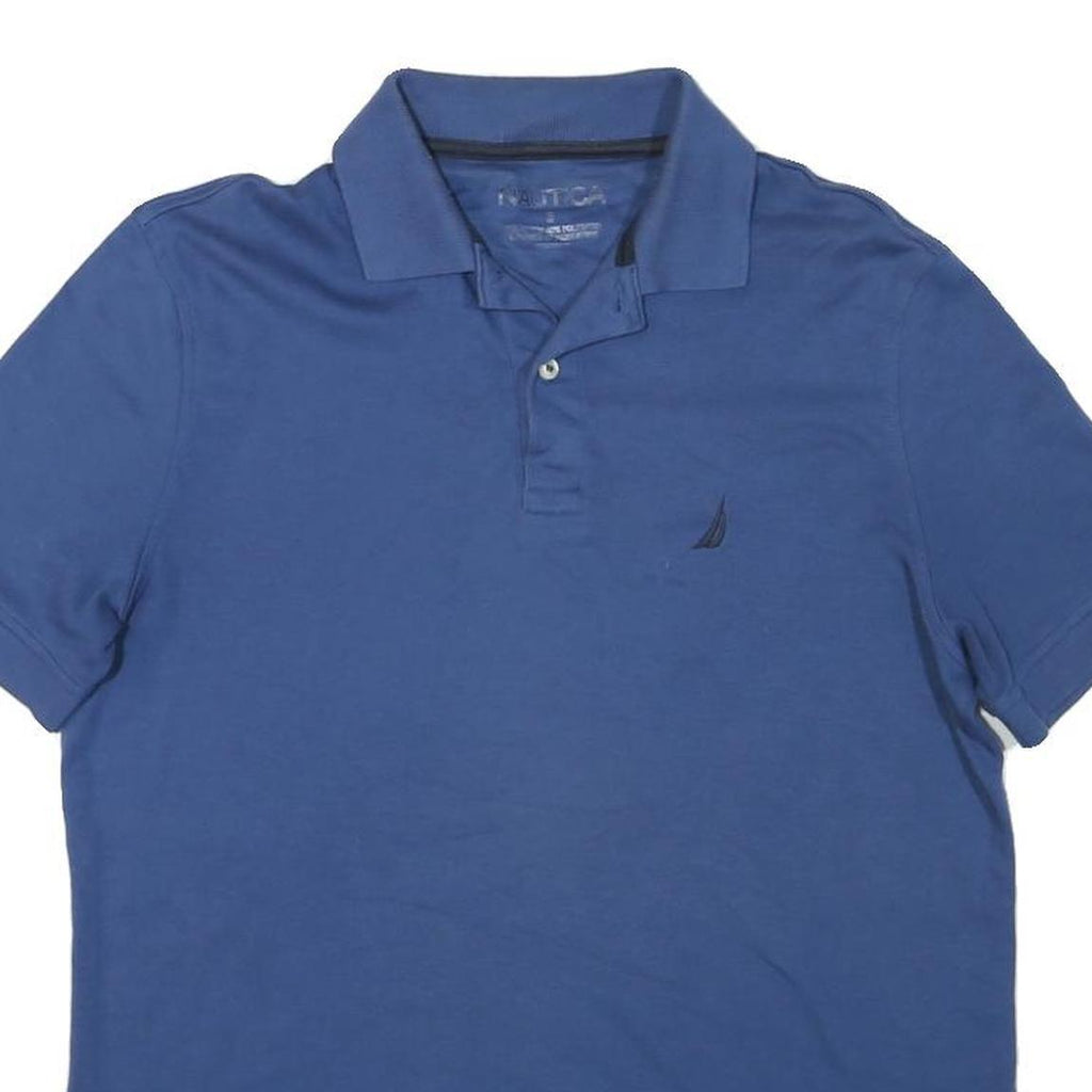 NAUTICA Mens Blue Short Sleeve Plain S Cotton Blend Casual Polo Shirt