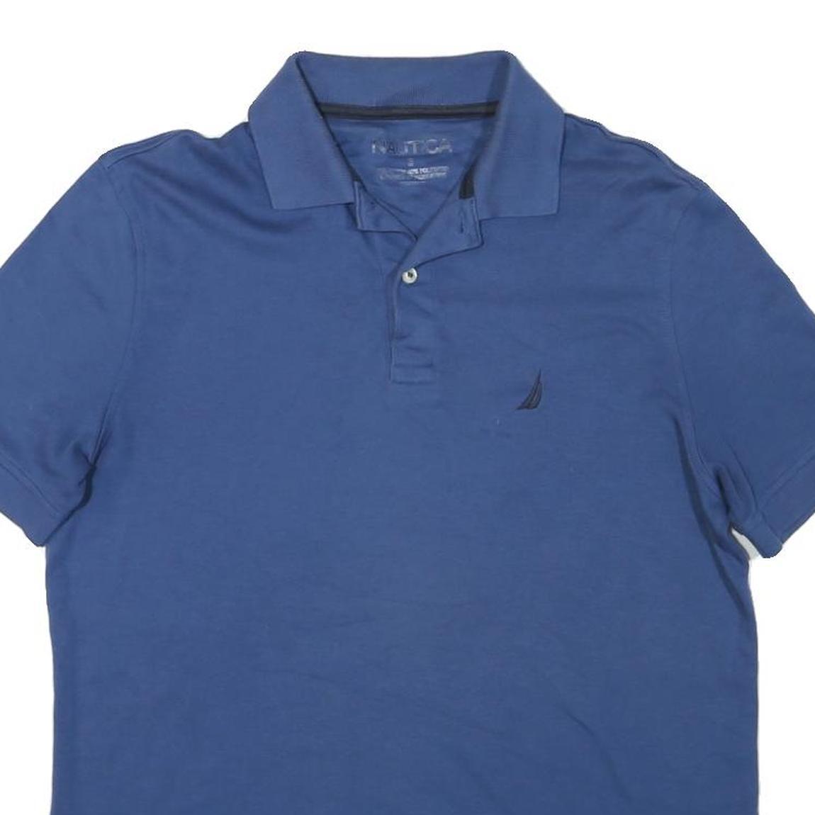 NAUTICA Mens Blue Short Sleeve Plain S Cotton Blend Casual Polo Shirt