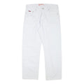 LEE COOPER Mens Cotton Blend White Regular Straight Trousers W33 L28 Zip Closure