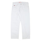 LEE COOPER Mens Cotton Blend White Regular Straight Trousers W33 L28 Zip Closure