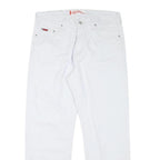 LEE COOPER Mens Cotton Blend White Regular Straight Trousers W33 L28 Zip Closure