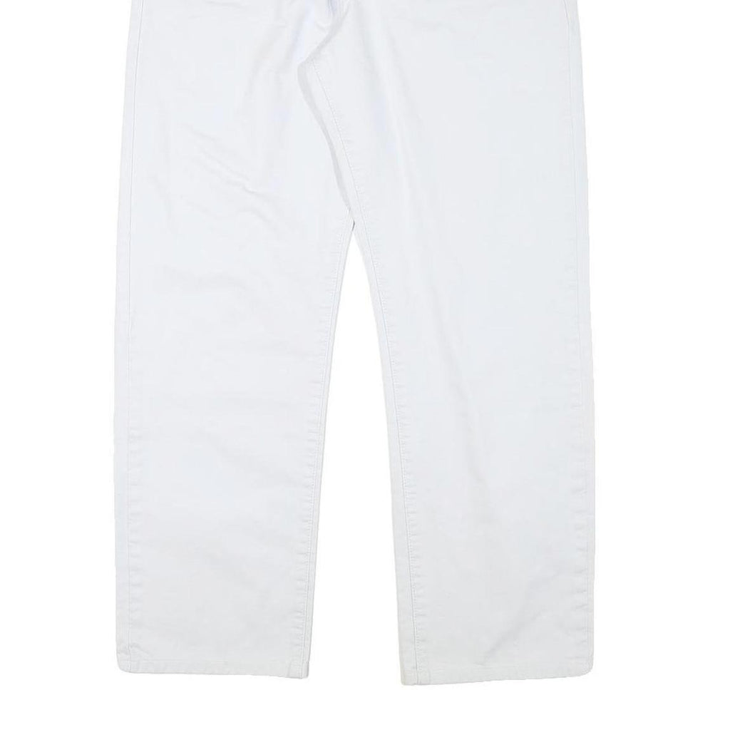 LEE COOPER Mens Cotton Blend White Regular Straight Trousers W33 L28 Zip Closure