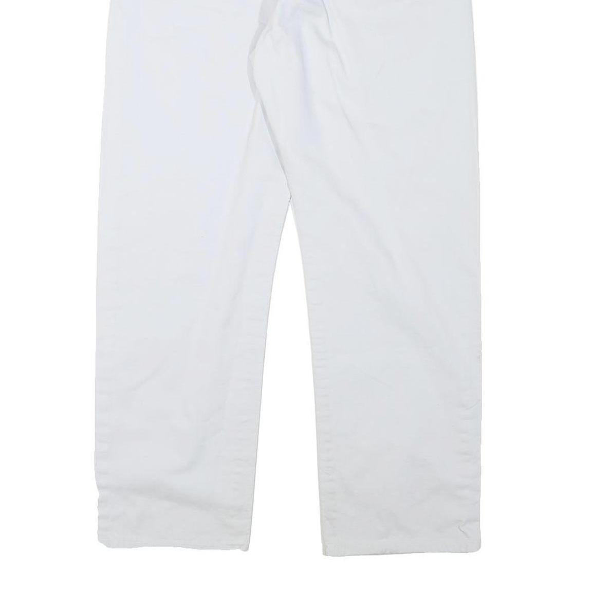 LEE COOPER Mens Cotton Blend White Regular Straight Trousers W33 L28 Zip Closure