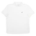 NAUTICA Mens White Short Sleeve Plain L Cotton Blend Polo Shirt Classic Fit