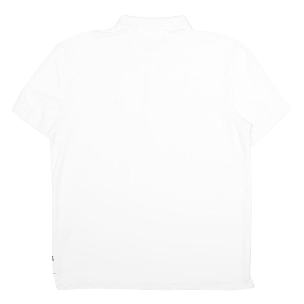NAUTICA Mens White Short Sleeve Plain L Cotton Blend Polo Shirt Classic Fit