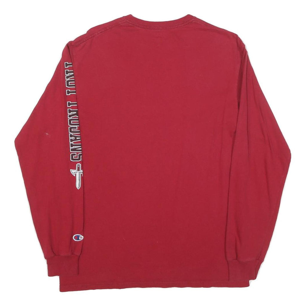 CHAMPION Mens Red Troy Long Sleeve Crew Neck Graphic T-Shirt M Cotton Blend