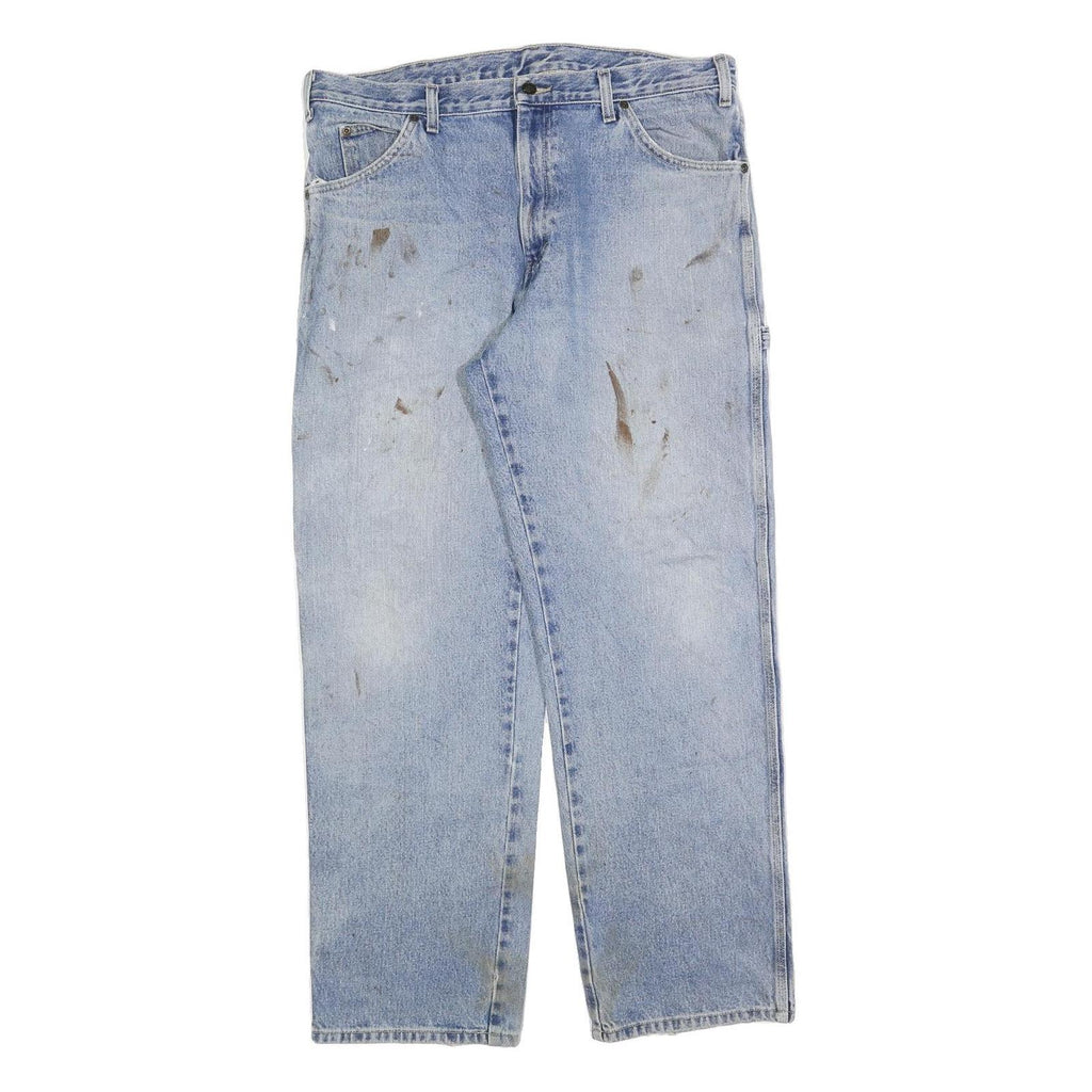 DICKIES Mens Regular Fit Light Blue Denim Jeans W36 L32 Workwear Zip Closure