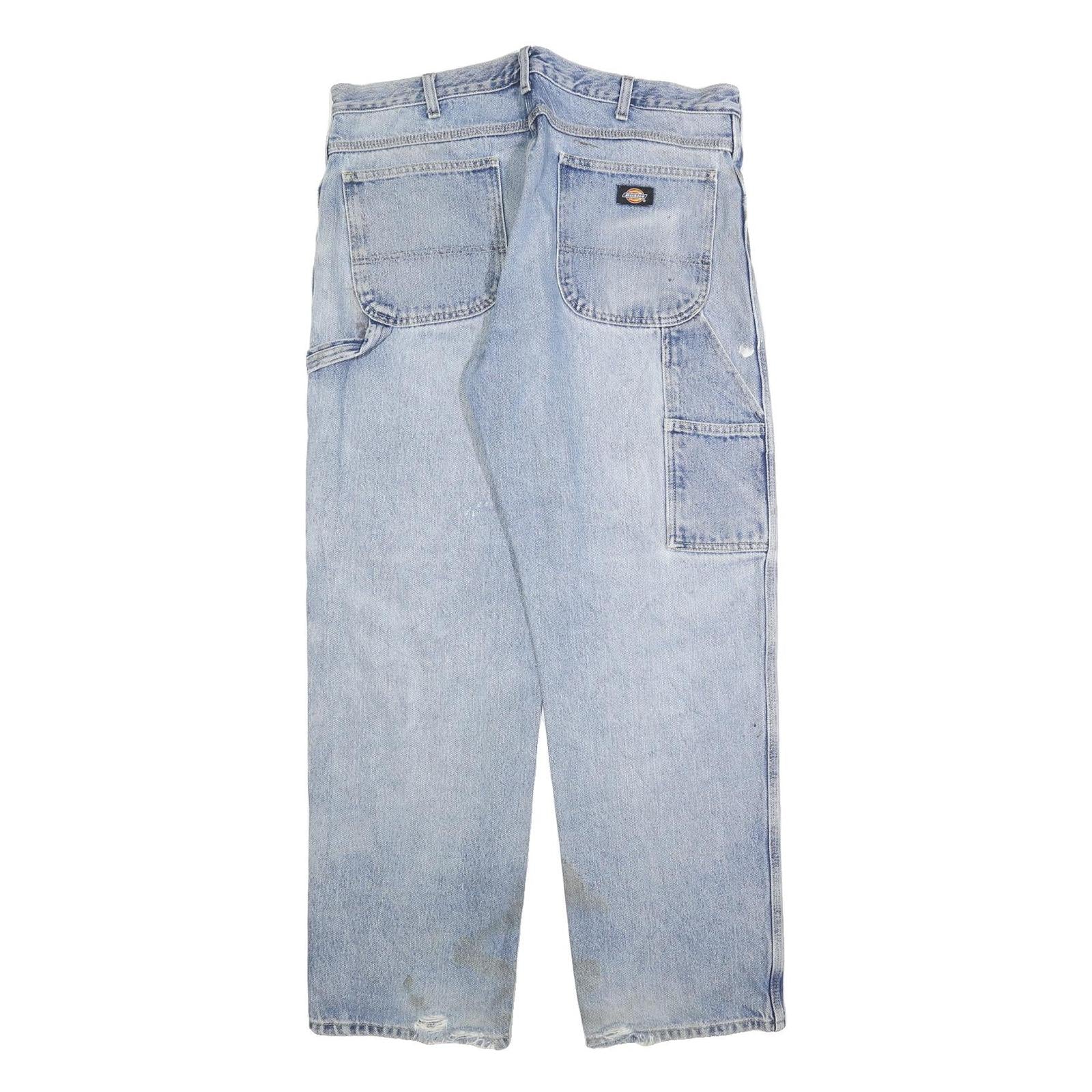 DICKIES Mens Regular Fit Light Blue Denim Jeans W36 L32 Workwear Zip Closure