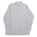 Mens White Blue Check Cotton Shirt M Classic Button Collar Long Sleeve