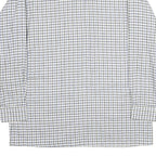 Mens White Blue Check Cotton Shirt M Classic Button Collar Long Sleeve