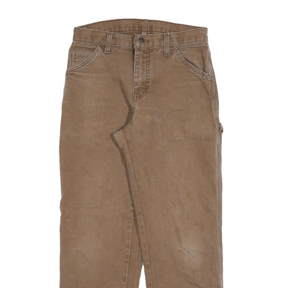 DICKIES Mens Cotton Blend Brown Regular Straight Trousers W30 L30 Workwear