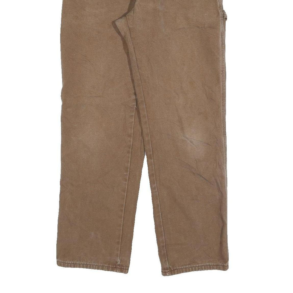 DICKIES Mens Cotton Blend Brown Regular Straight Trousers W30 L30 Workwear