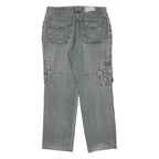 MARZO Mens Relaxed Cargo Denim Jeans Blue W36 L32 Utility Casual Zip