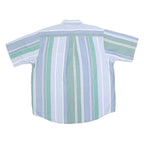 NAUTICA Mens Blue & Green Cotton Striped Shirt XL Button-Down Casual Summer