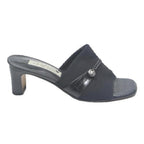 BRIGHTON Womens Black Leather Mid Heel Mule Sandals UK 6.5 Comfortable Elegant