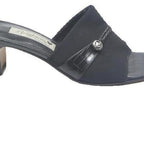BRIGHTON Womens Black Leather Mid Heel Mule Sandals UK 6.5 Comfortable Elegant