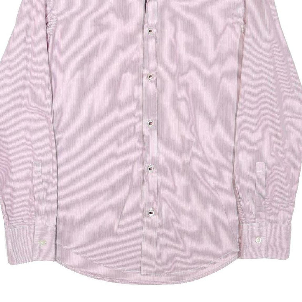 HUGO BOSS Mens Pink & White Pinstripe Shirt S Smart Casual Button Down Cotton