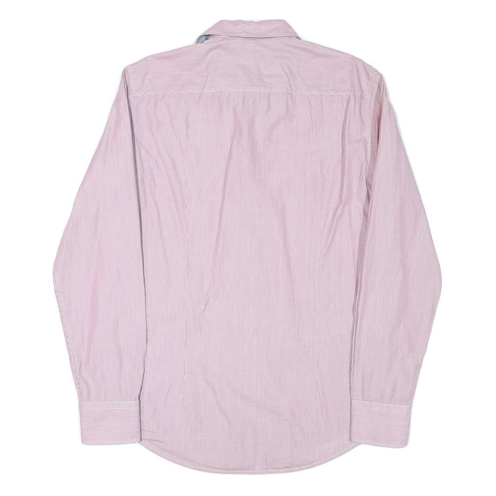 HUGO BOSS Mens Pink & White Pinstripe Shirt S Smart Casual Button Down Cotton
