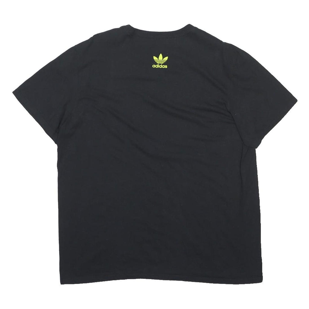 ADIDAS Mens Black Graphic T-Shirt XL Short Sleeve Crew Neck Cotton Blend