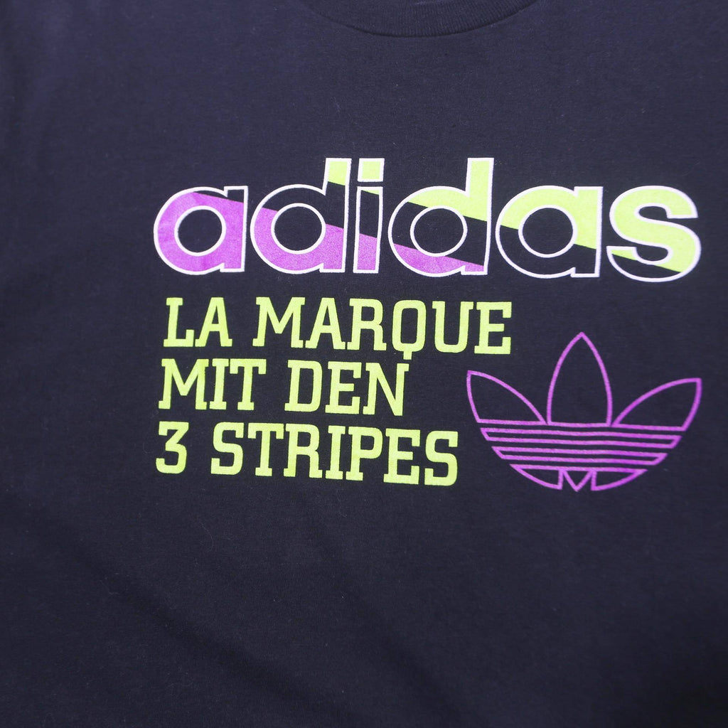 ADIDAS Mens Black Graphic T-Shirt XL Short Sleeve Crew Neck Cotton Blend