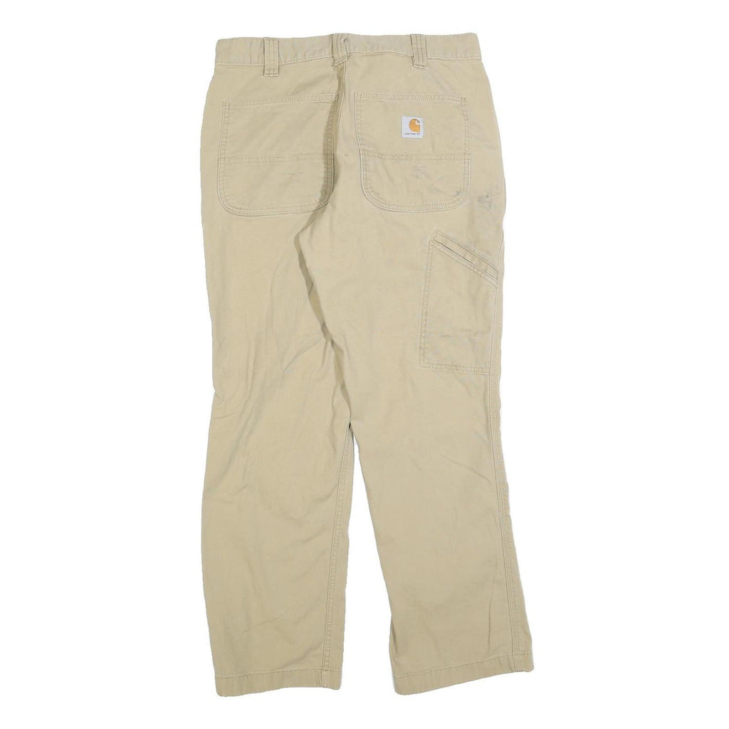 CARHARTT Mens Cotton Blend Beige Relaxed Fit Straight Trousers W32 L30 Workwear