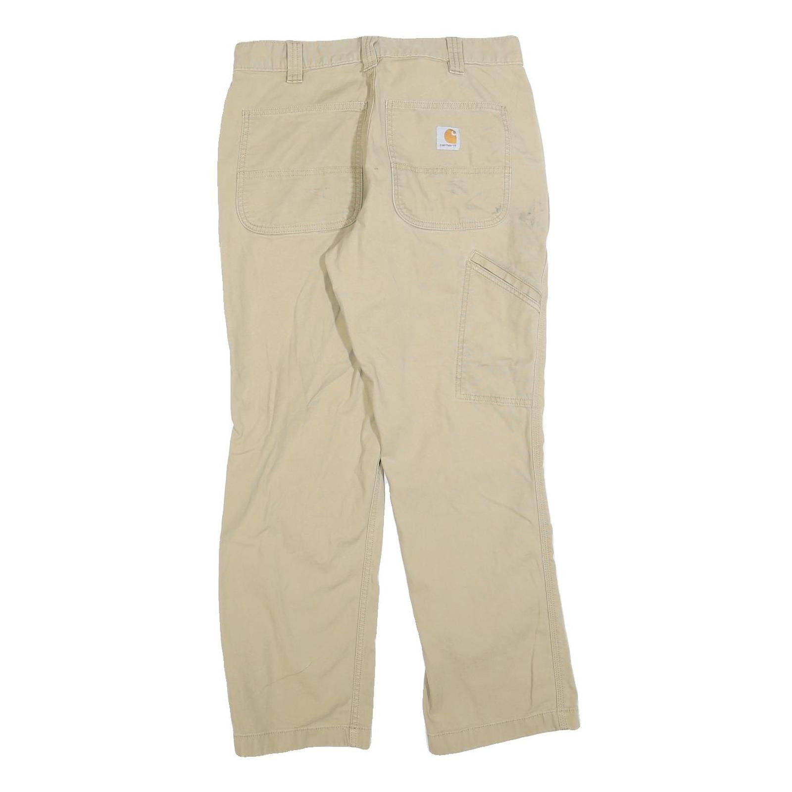 CARHARTT Mens Cotton Blend Beige Relaxed Fit Straight Trousers W32 L30 Workwear