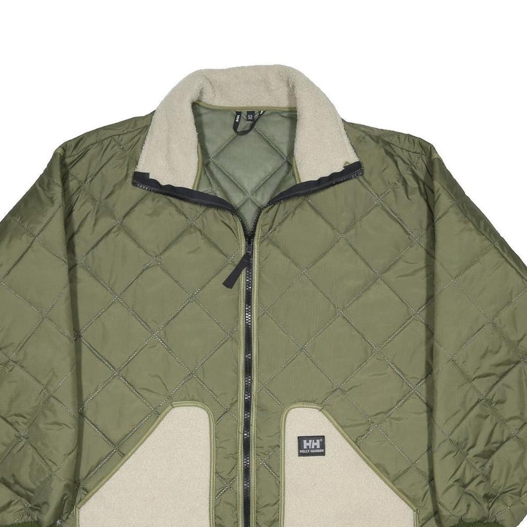 HELLY HANSEN Mens Green Beige Quilted Jacket XL Polyamide Outdoor Warm Zip