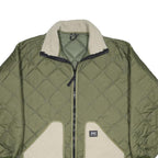 HELLY HANSEN Mens Green Beige Quilted Jacket XL Polyamide Outdoor Warm Zip