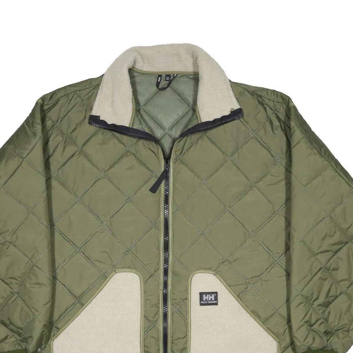 HELLY HANSEN Mens Green Beige Quilted Jacket XL Polyamide Outdoor Warm Zip