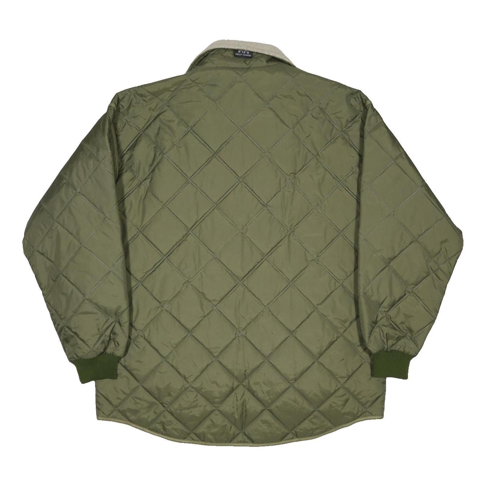 HELLY HANSEN Mens Green Beige Quilted Jacket XL Polyamide Outdoor Warm Zip