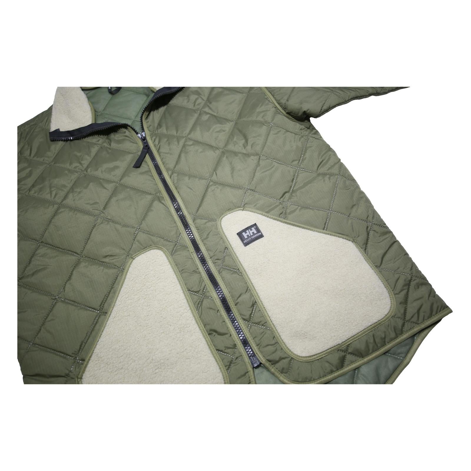 HELLY HANSEN Mens Green Beige Quilted Jacket XL Polyamide Outdoor Warm Zip