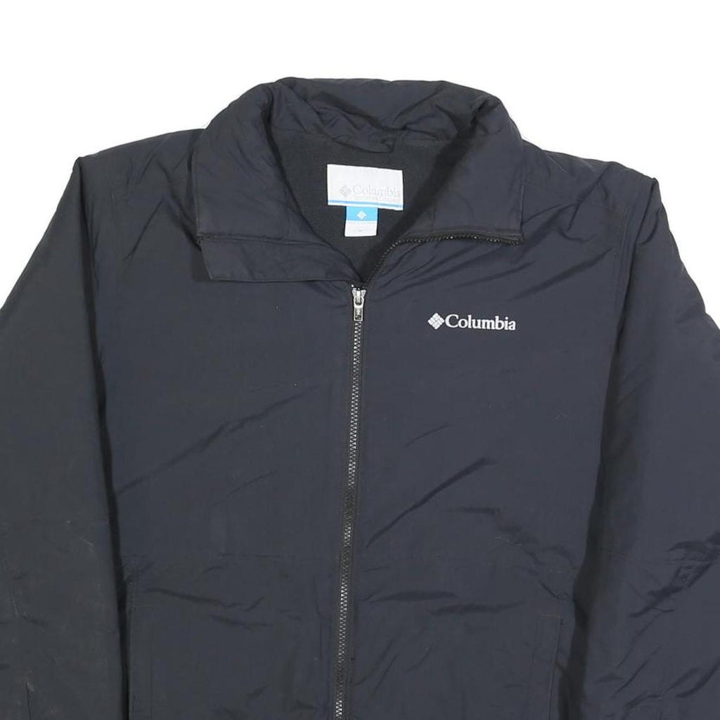 COLUMBIA Mens Black Outdoor Jacket M Polyester Blend Zip Plain Lightweight