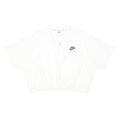 NIKE Womens White Crop Zip Collar Short Sleeve Plain Polo Shirt XL Casual Sport