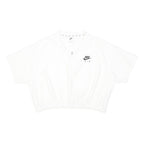 NIKE Womens White Crop Zip Collar Short Sleeve Plain Polo Shirt XL Casual Sport