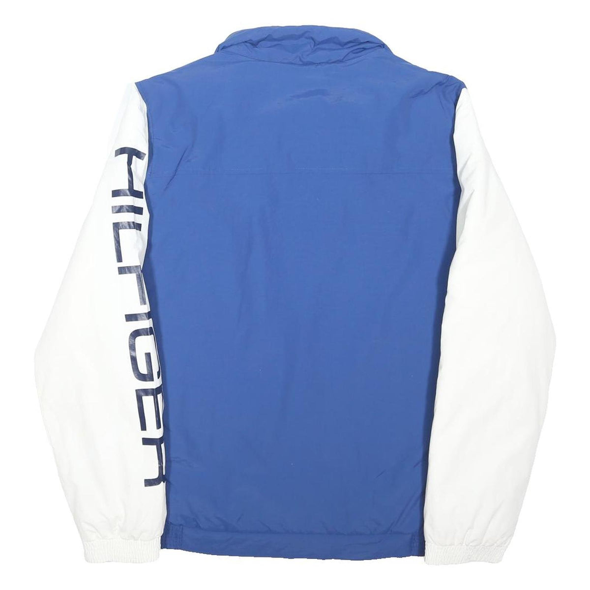 TOMMY HILFIGER Mens Blue & White Jacket M Polyester Blend Colourblock Zip