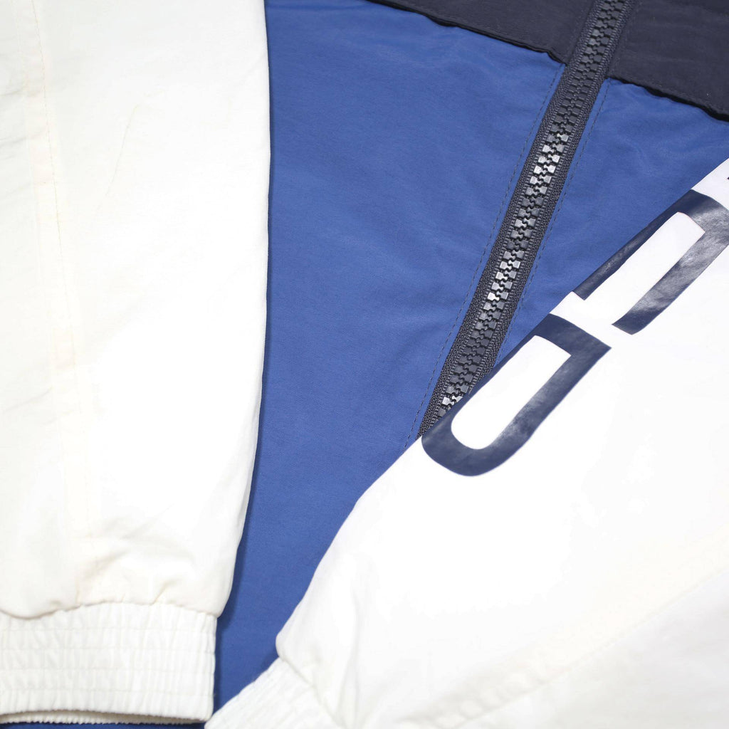 TOMMY HILFIGER Mens Blue & White Jacket M Polyester Blend Colourblock Zip
