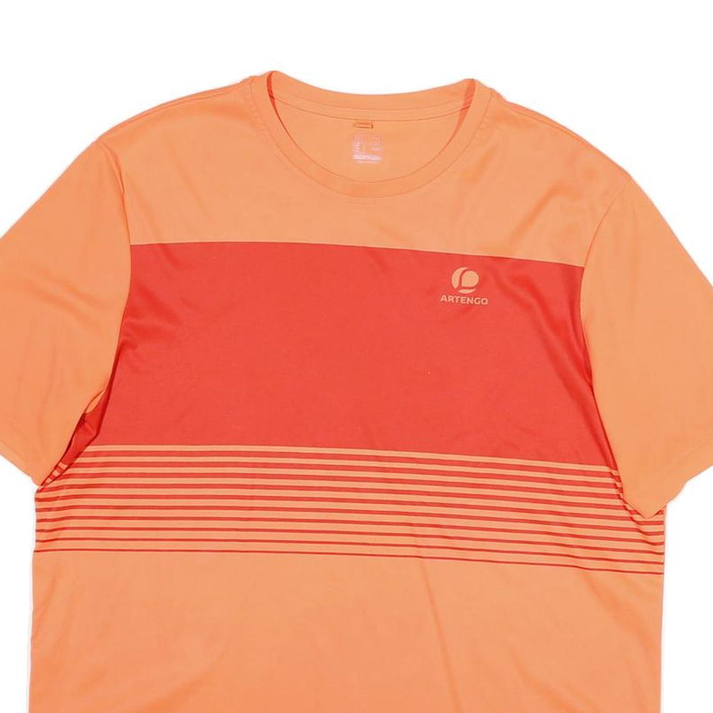 ARTENGO Mens Orange & Red Graphic T-Shirt L Short Sleeve Crew Neck Sports