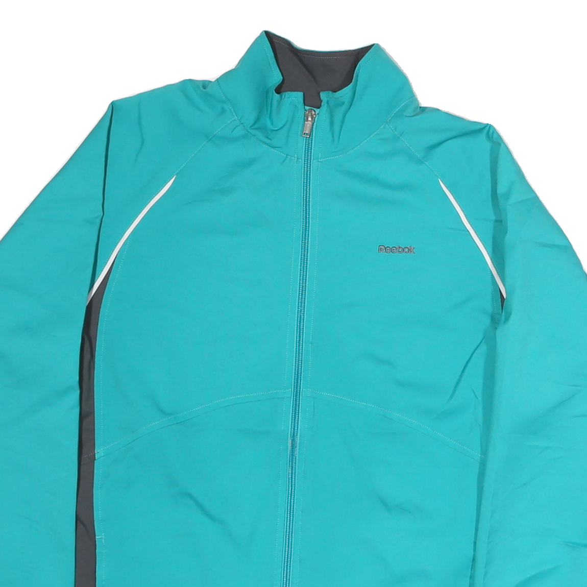 REEBOK Womens Blue & Grey Track Jacket XL Polyester Zip Activewear Sportswear