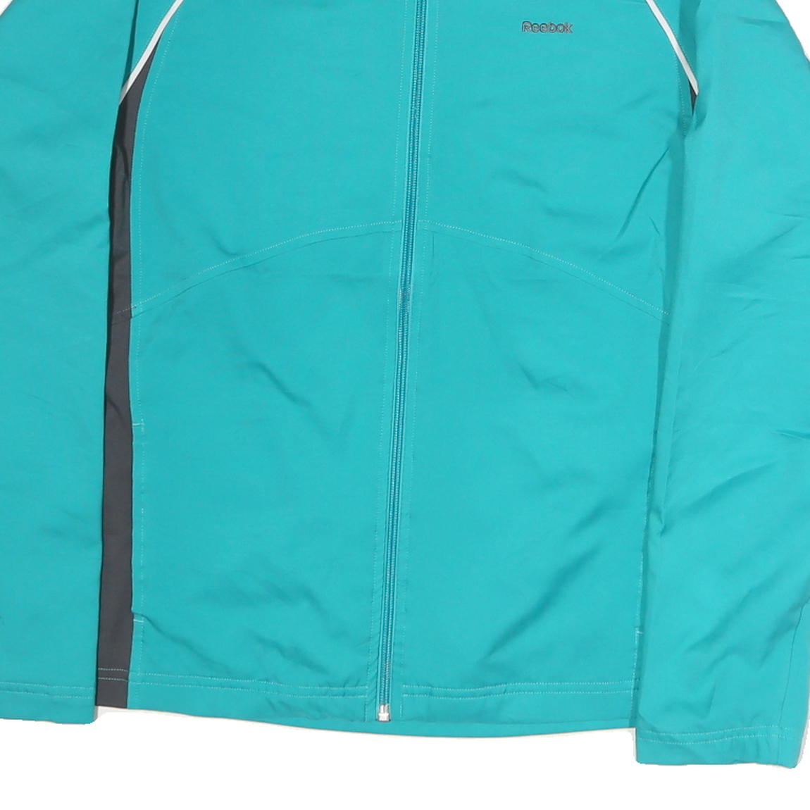 REEBOK Womens Blue & Grey Track Jacket XL Polyester Zip Activewear Sportswear