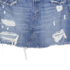 GARAGE Womens Blue Denim Mini Cotton Distressed Skirt M Casual Summer